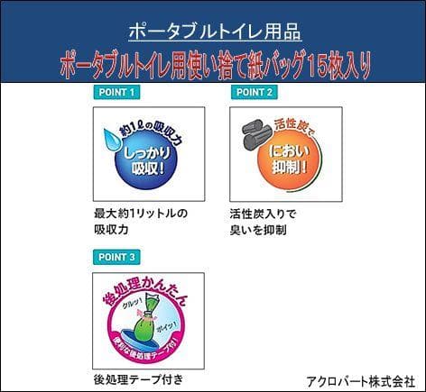 ポータブルトイレ用使い捨て紙バッグ１５枚入り×２袋セット-03