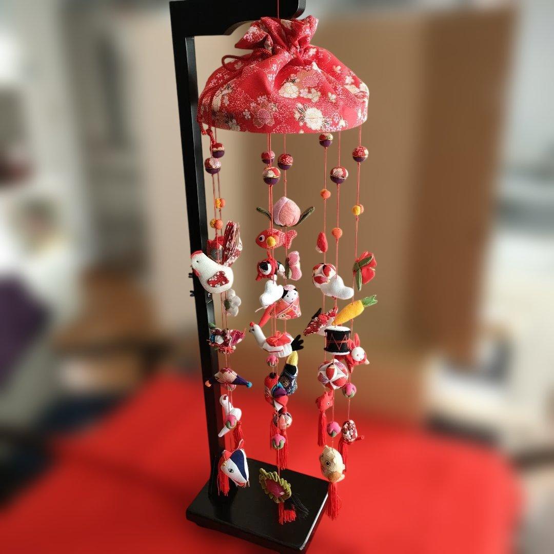 ひな祭り 吊るし飾り吊るし雛(みやび) 赤　高さ(80cm)　　　未使用品