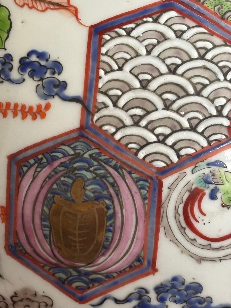 江戸期柿右衛門様式色絵鳳凰龍桐花散吉祥文大瓶　検　輸出　注門品