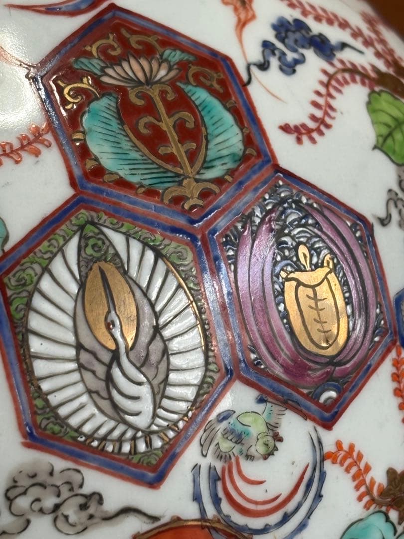 江戸期柿右衛門様式色絵鳳凰龍桐花散吉祥文大瓶　検　輸出　注門品