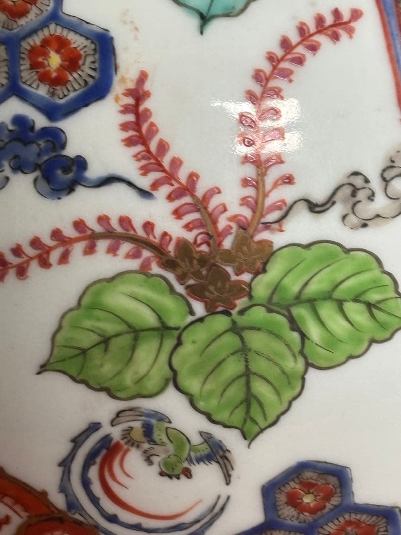 江戸期柿右衛門様式色絵鳳凰龍桐花散吉祥文大瓶　検　輸出　注門品