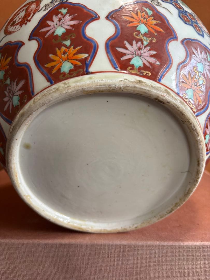 江戸期柿右衛門様式色絵鳳凰龍桐花散吉祥文大瓶　検　輸出　注門品