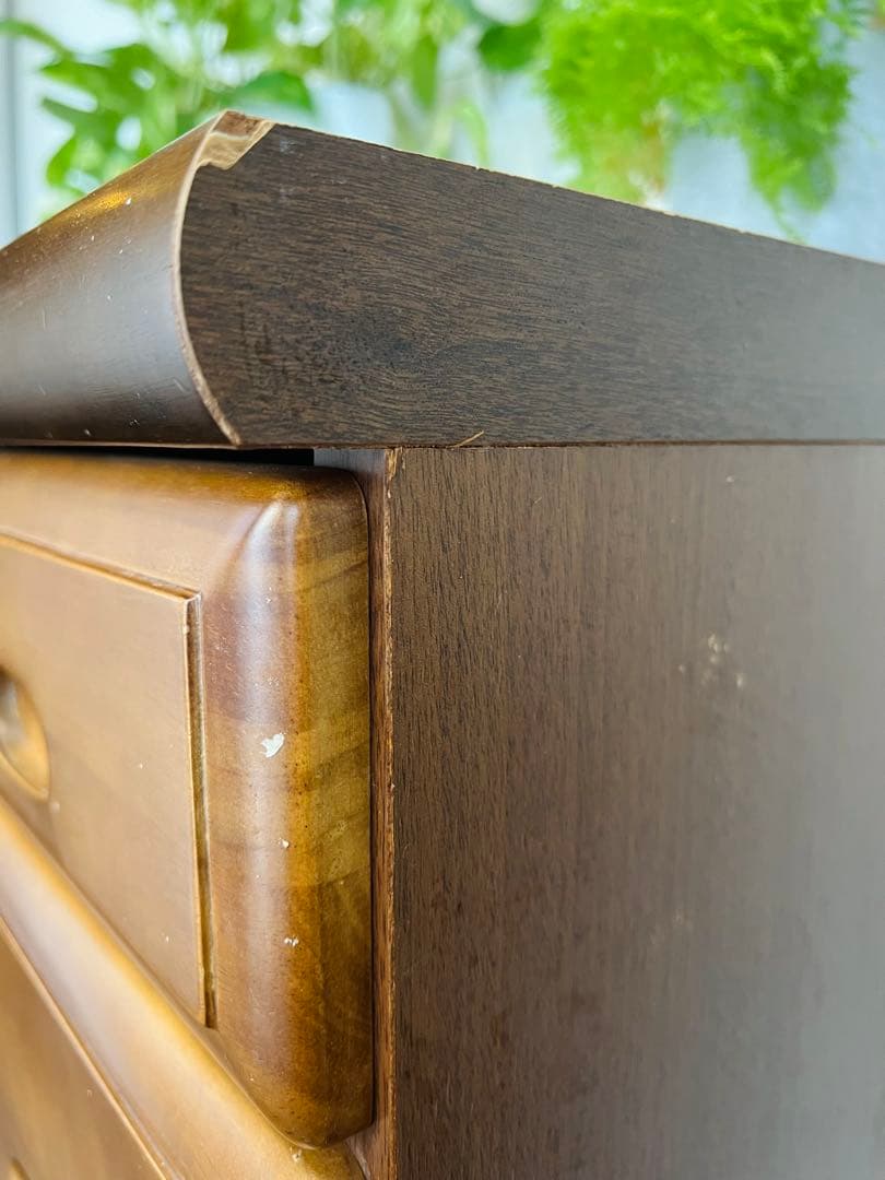 【匿名配送】カントリー調　木製ブラウンチェスト 6引き出し　かわいくて、シンプル