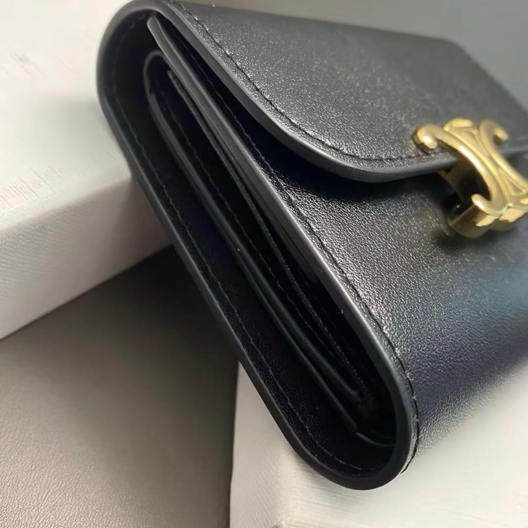 CELINE コンパクトウォレット トリオンフ ブラック ゴールド ミニ財布