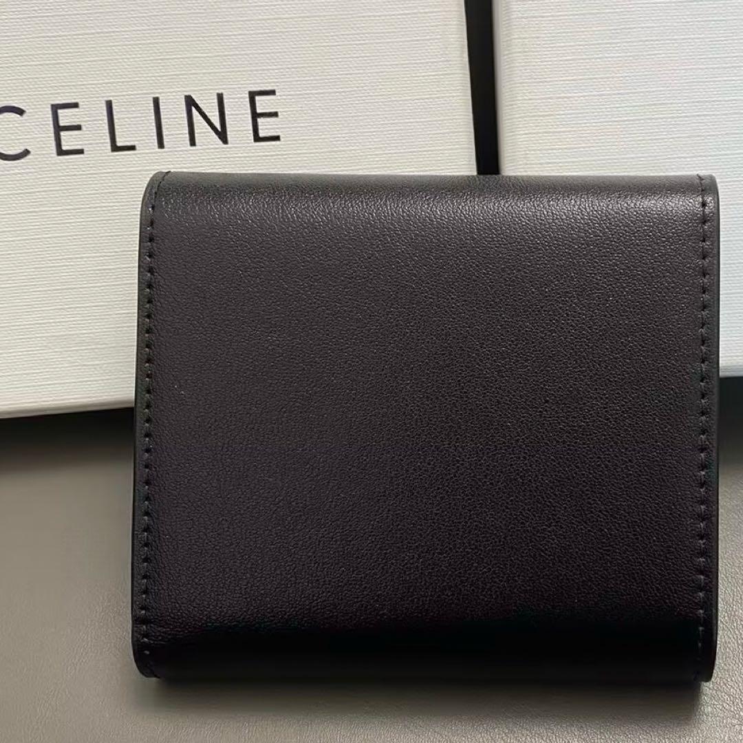 CELINE コンパクトウォレット トリオンフ ブラック ゴールド ミニ財布