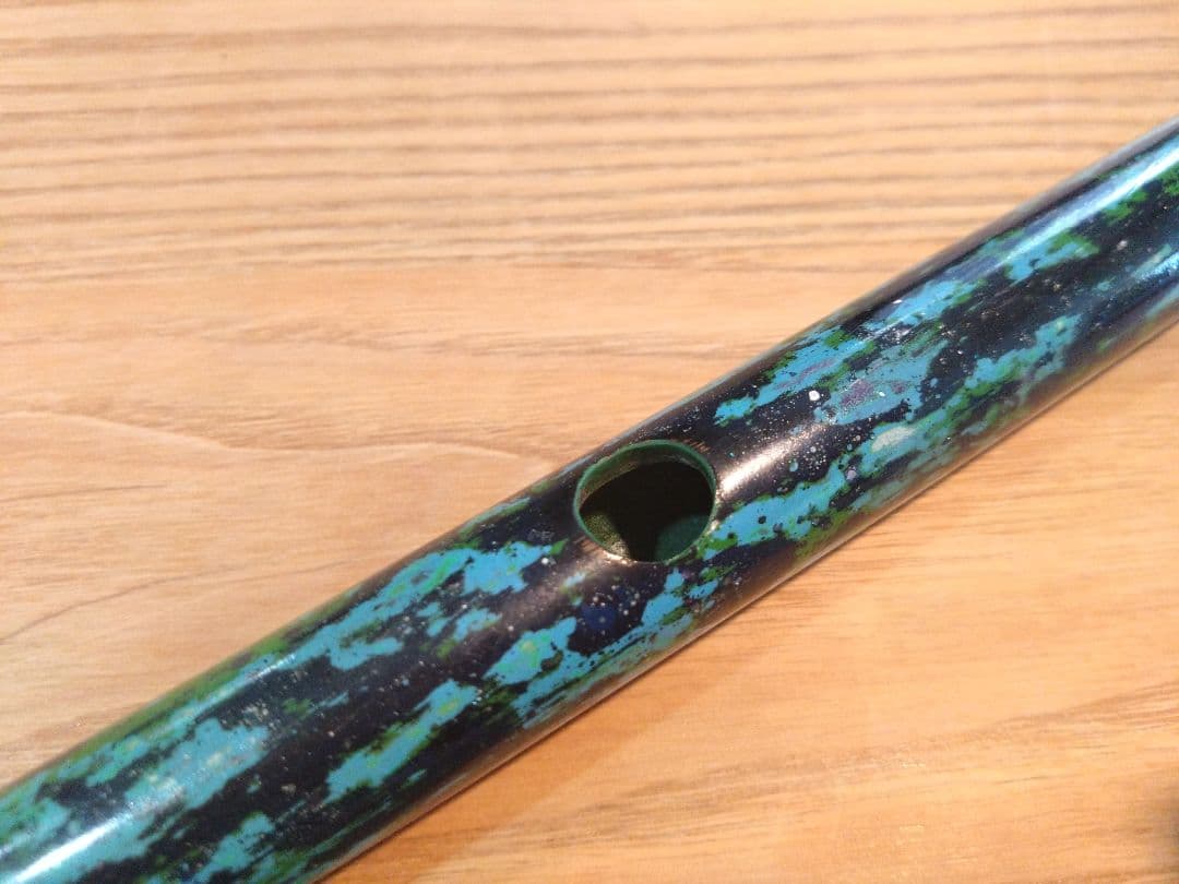 【ハンドメイド品】篠笛 京都篠竹 七本調子 七穴 お囃子 唄用 緑 ④