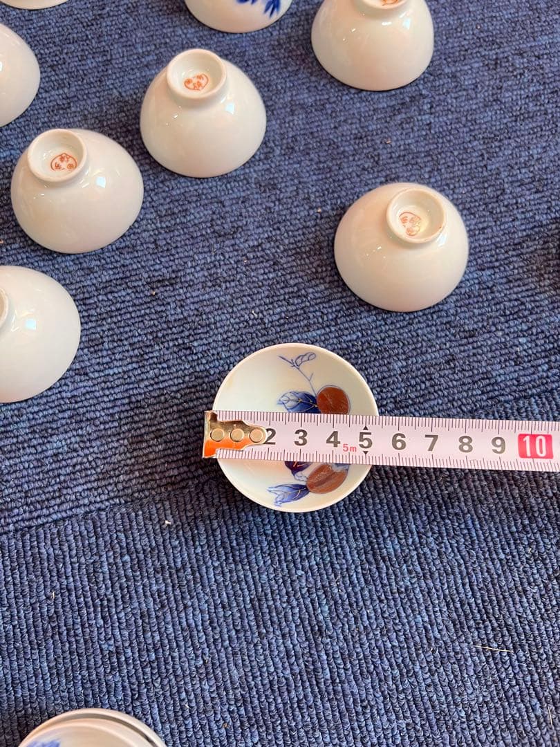 1119  深川製磁　有田焼　柿紋　猪口　19客　まとめ売り