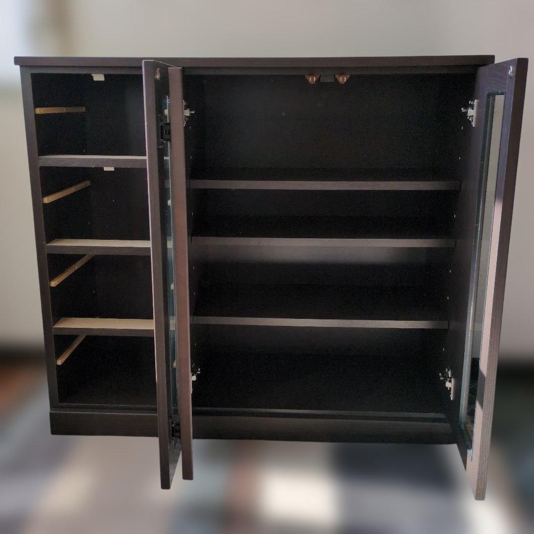 ニトリ　サイドボードダークブラウン 引き戸 4棚 横幅90㎝奥行35㎝高さ80㎝