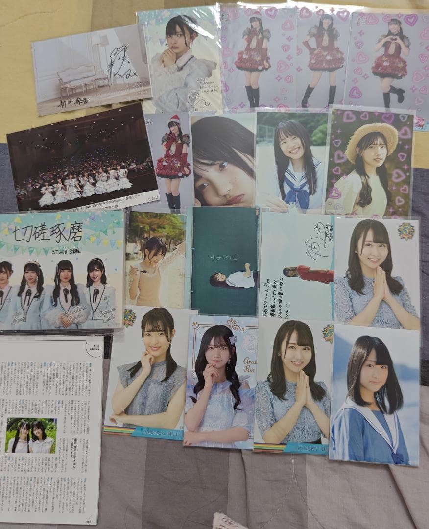 STU48尾崎世里花 新井梨杏 岡村梨央 大量生写真 缶バッジ アクリルスタンド