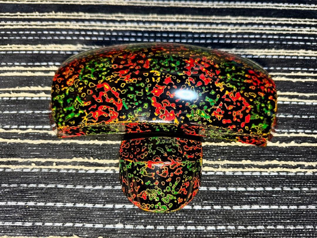 【極美品】津軽三味線 胴掛 津軽塗 黒系 赤・緑入 五分大 天神カバー 胴掛け