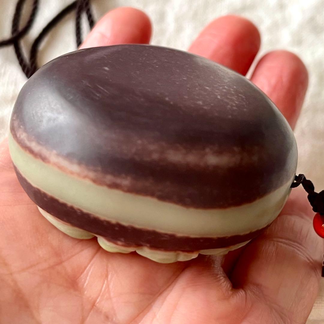 チョコレートパープル ローブジェイド 布袋様 彫刻 本翡翠 レア 一点物