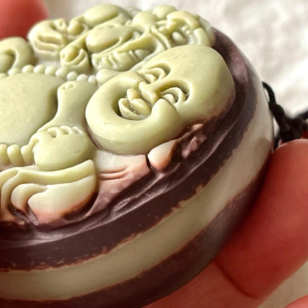 チョコレートパープル ローブジェイド 布袋様 彫刻 本翡翠 レア 一点物
