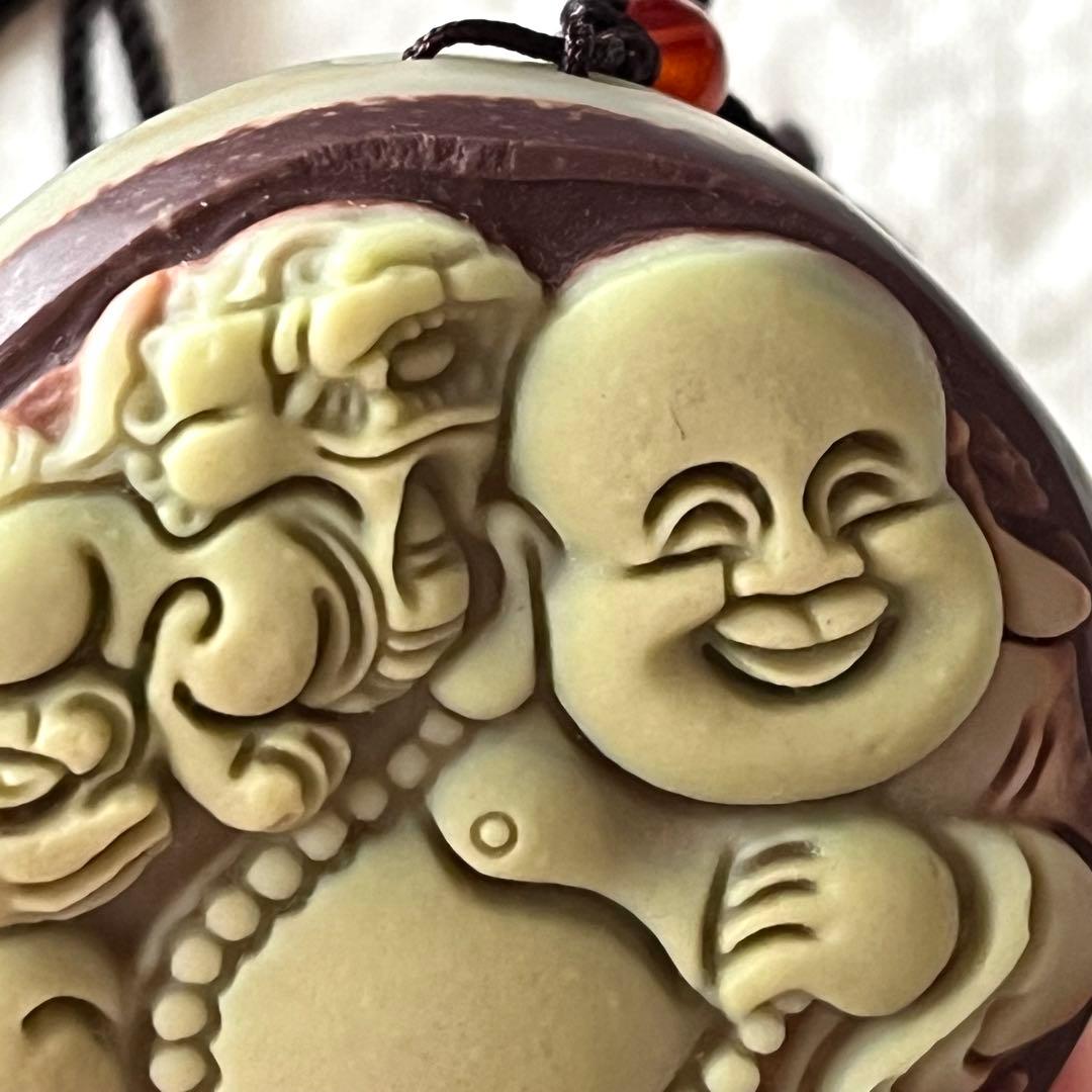 チョコレートパープル ローブジェイド 布袋様 彫刻 本翡翠 レア 一点物