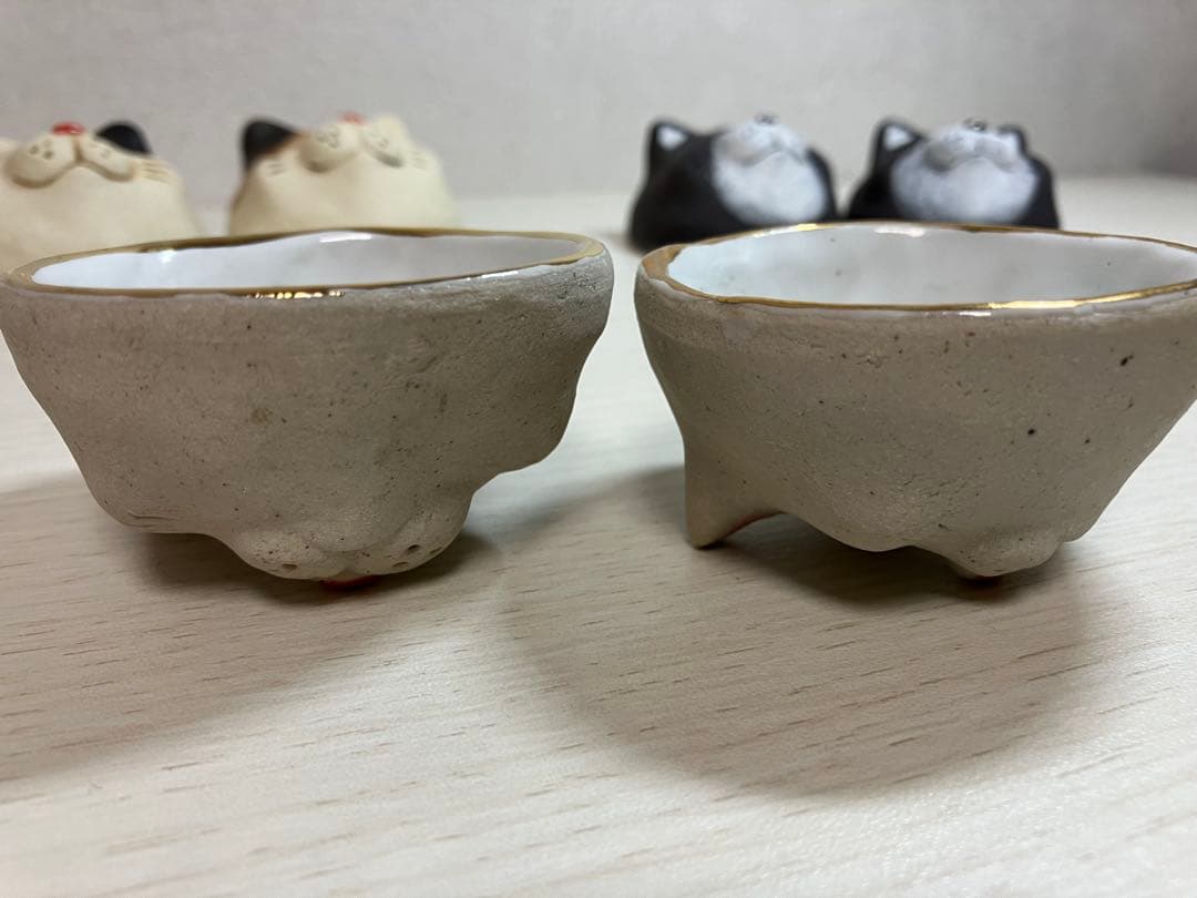 猫顔ぐい呑み（おちょこ）　※白猫のペア（2個）販売のページです