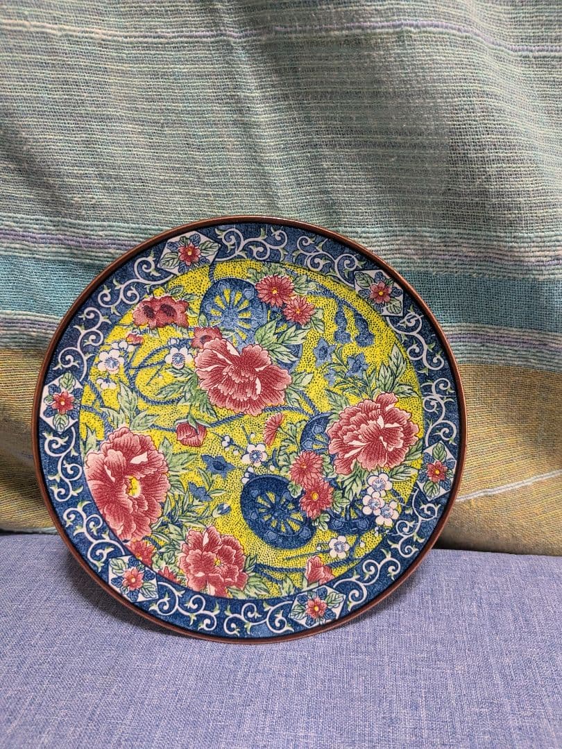 夢窯 和陶友禅波 牡丹柄 大皿1·小皿5(未使用)箱付きセット