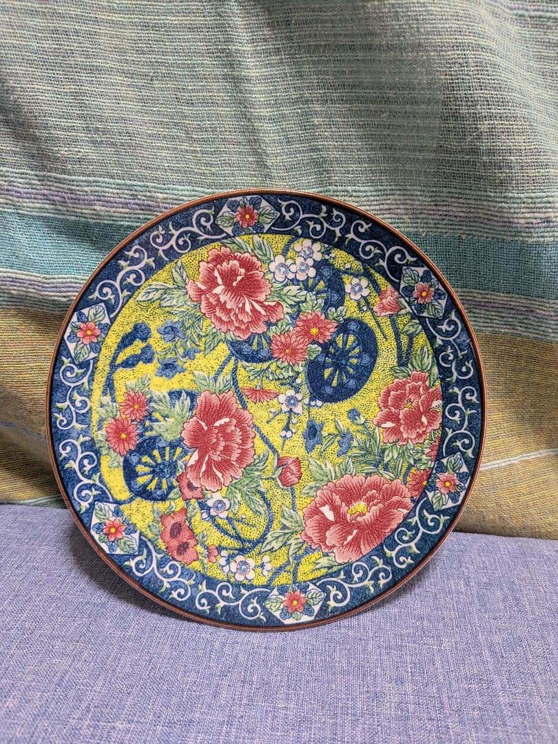 夢窯 和陶友禅波 牡丹柄 大皿1·小皿5(未使用)箱付きセット