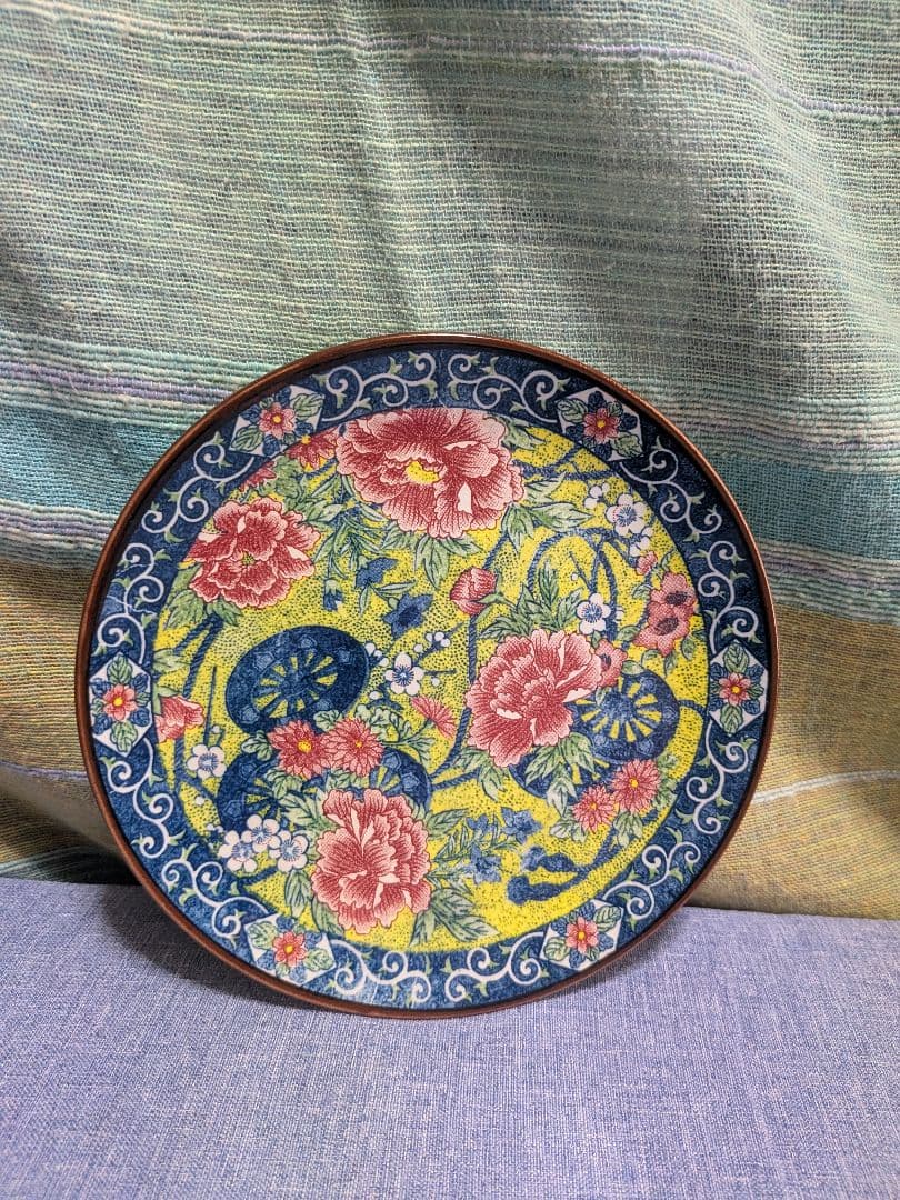 夢窯 和陶友禅波 牡丹柄 大皿1·小皿5(未使用)箱付きセット