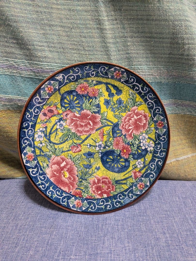 夢窯 和陶友禅波 牡丹柄 大皿1·小皿5(未使用)箱付きセット