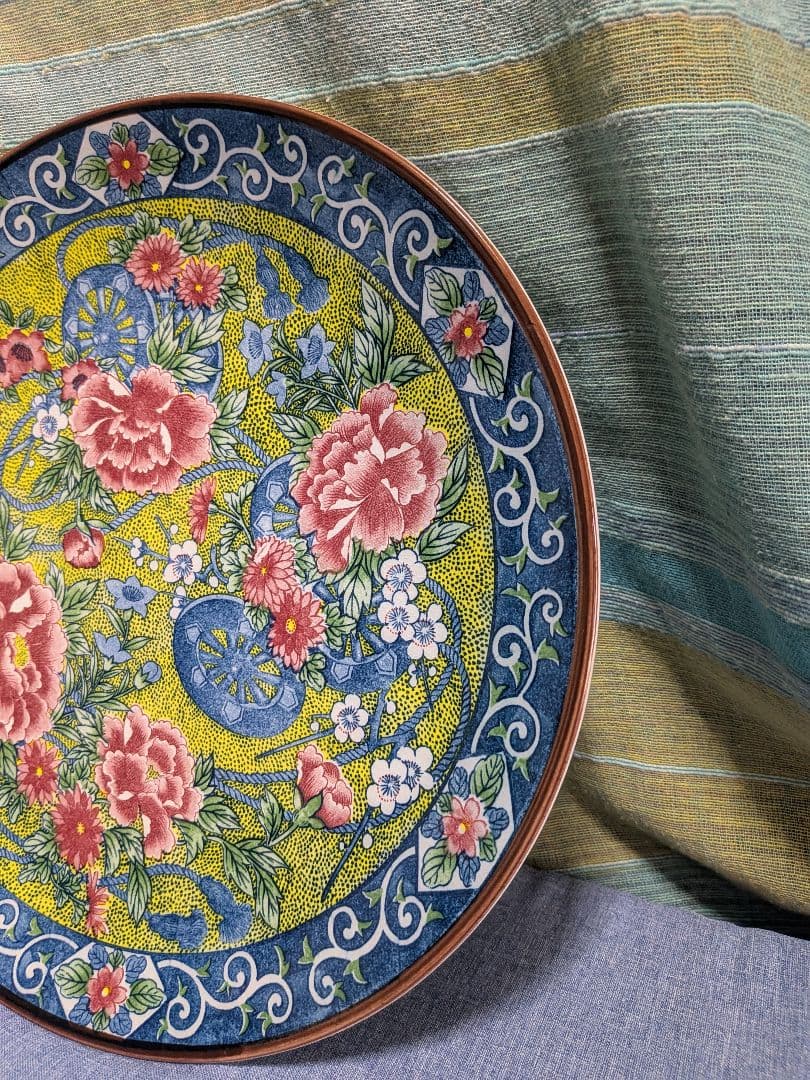 夢窯 和陶友禅波 牡丹柄 大皿1·小皿5(未使用)箱付きセット