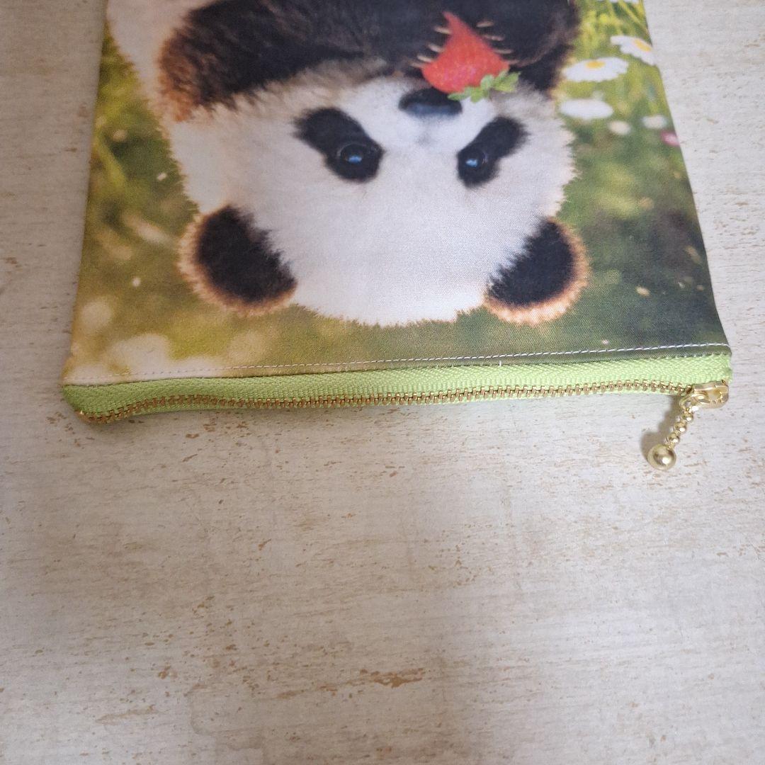 可愛いパネル生地　ハンドメイド　ミニバック　フラットポーチ