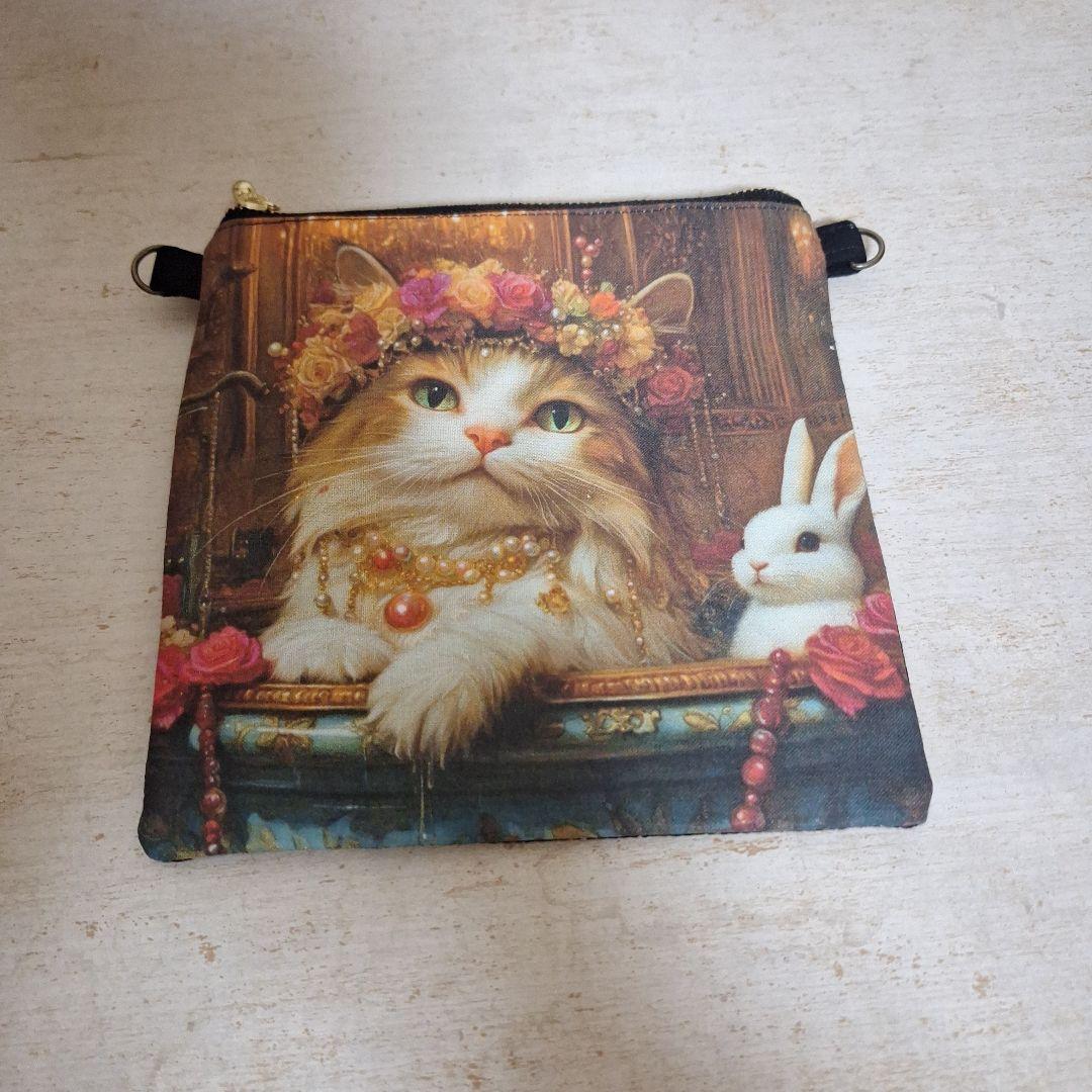 可愛いパネル生地　ハンドメイド　ミニバック　フラットポーチ