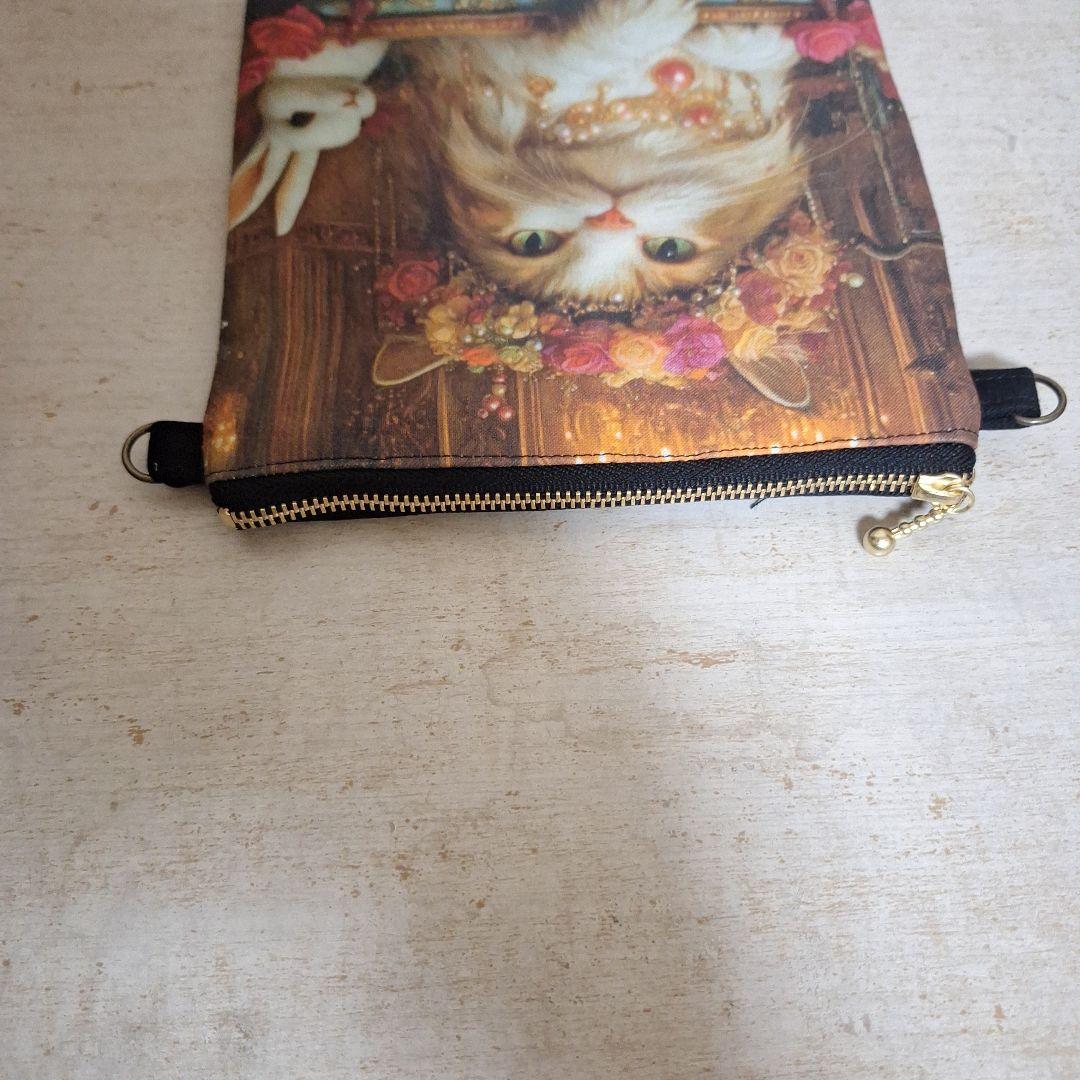 可愛いパネル生地　ハンドメイド　ミニバック　フラットポーチ