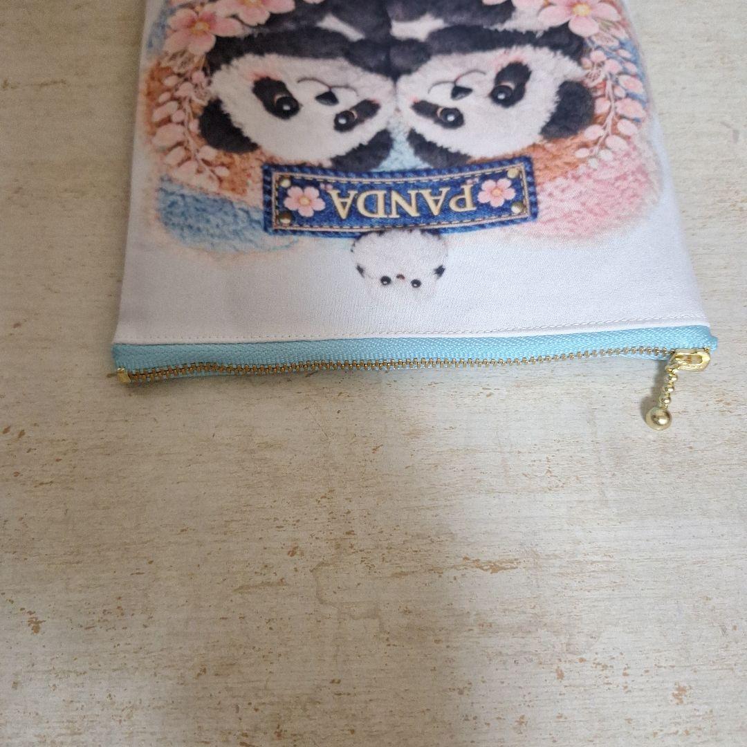 可愛いパネル生地　ハンドメイド　ミニバック　フラットポーチ