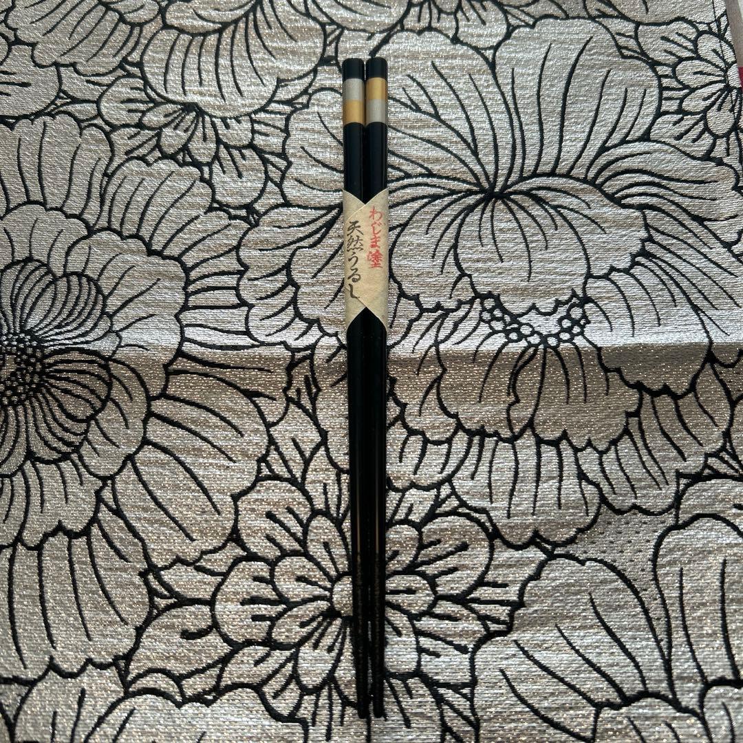 【新品・未使用・6膳セット】 箸 金 白金 輪島塗 天然漆 わじま塗り 市松模様