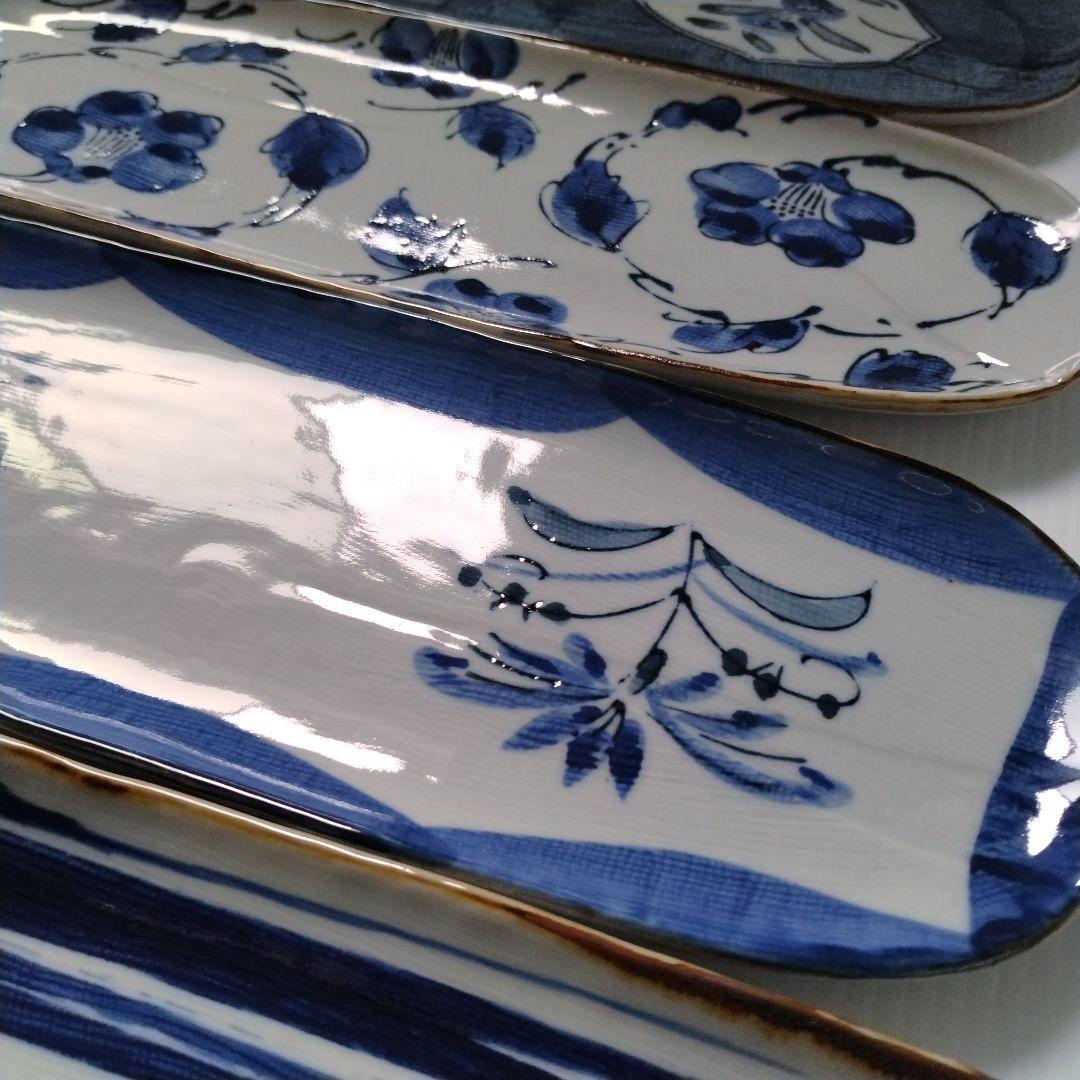 雅峰窯 古窯染 染付 呉須 長角皿 長皿 古伊万里 刺身皿 寿司皿 秋刀魚皿