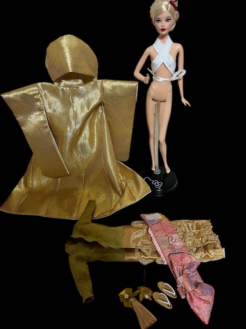 バービーゴールド無垢着物ウエディング8点セット