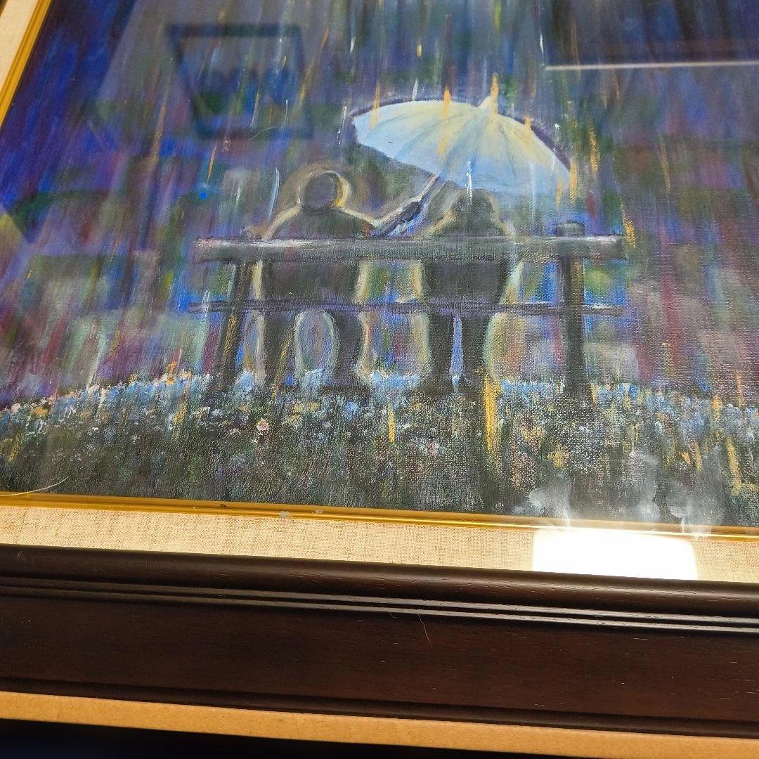 油彩 絵画【 静寂の雨音】約40x50cm　F10