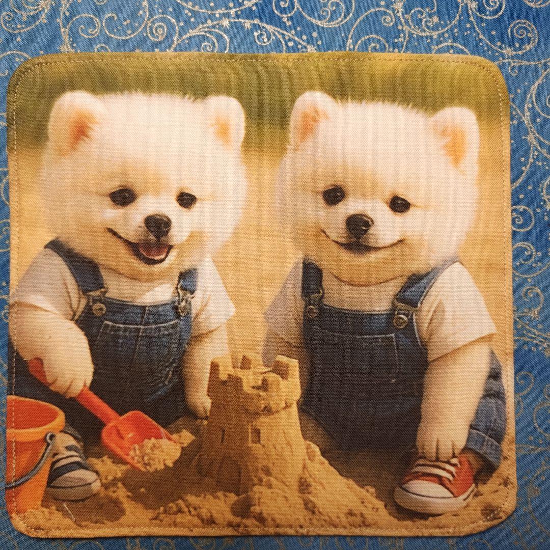 yourelia　4重ハンカチ　 ポメラニアンちゃん柄　18枚