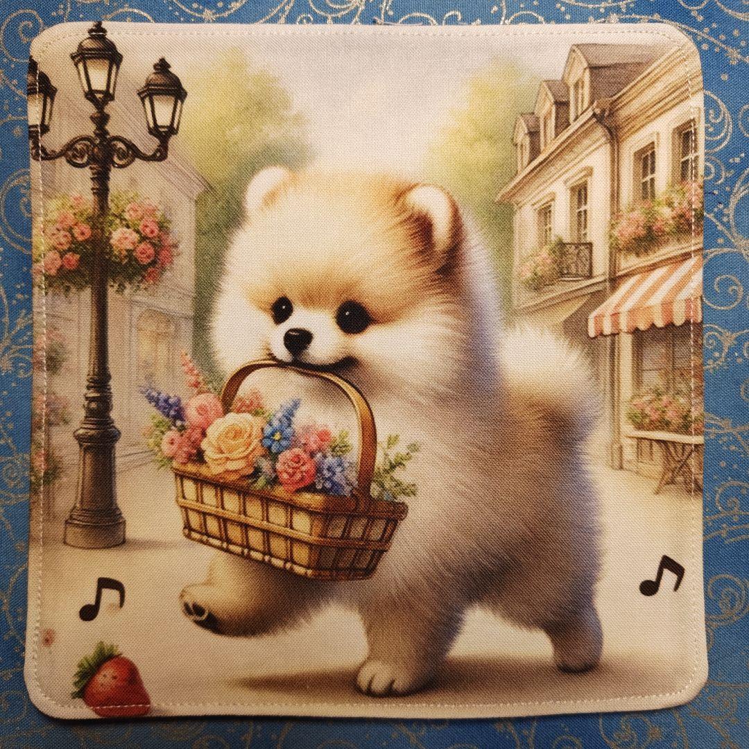 yourelia　4重ハンカチ　 ポメラニアンちゃん柄　18枚