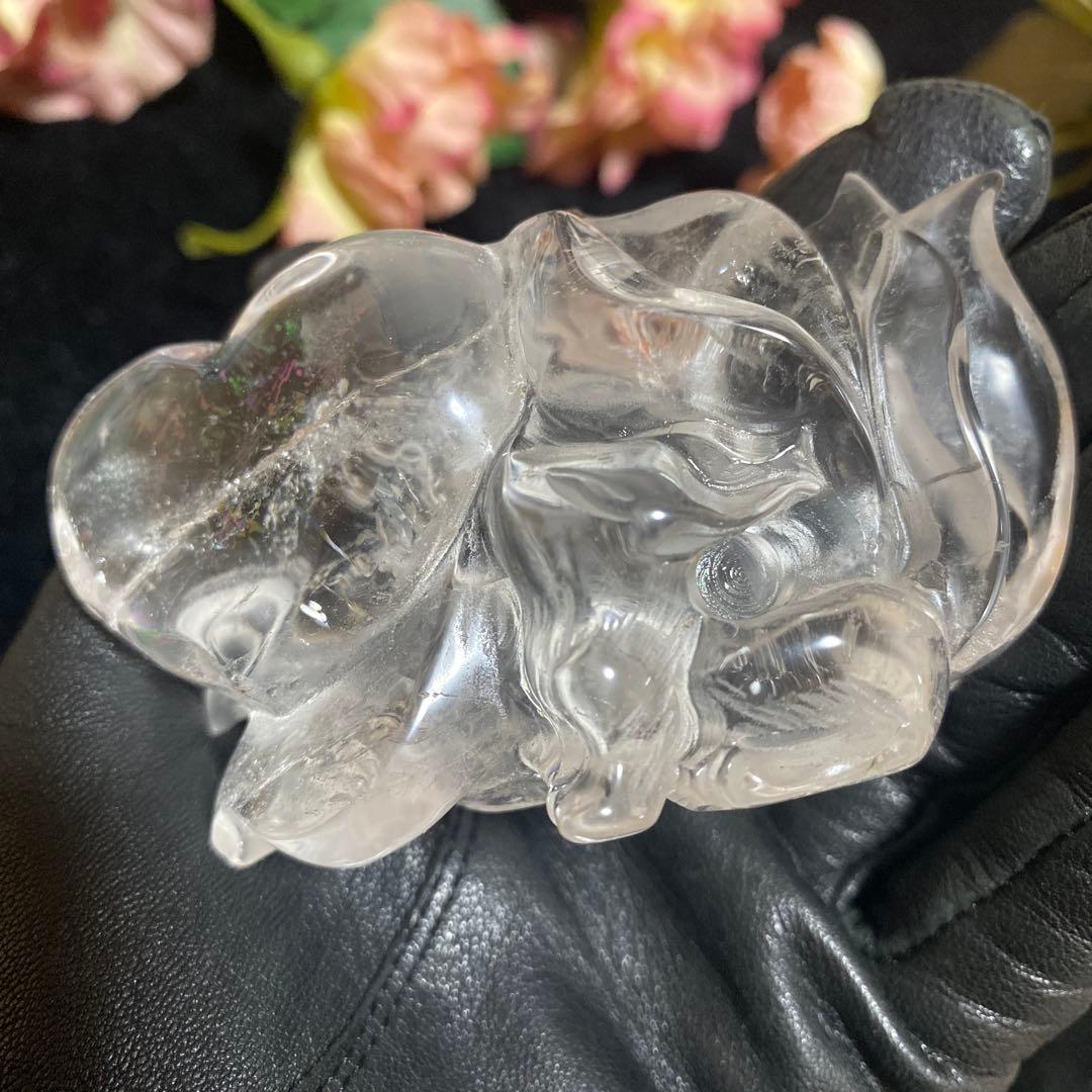 虹入り 九尾の狐 クリスタル 水晶 置物