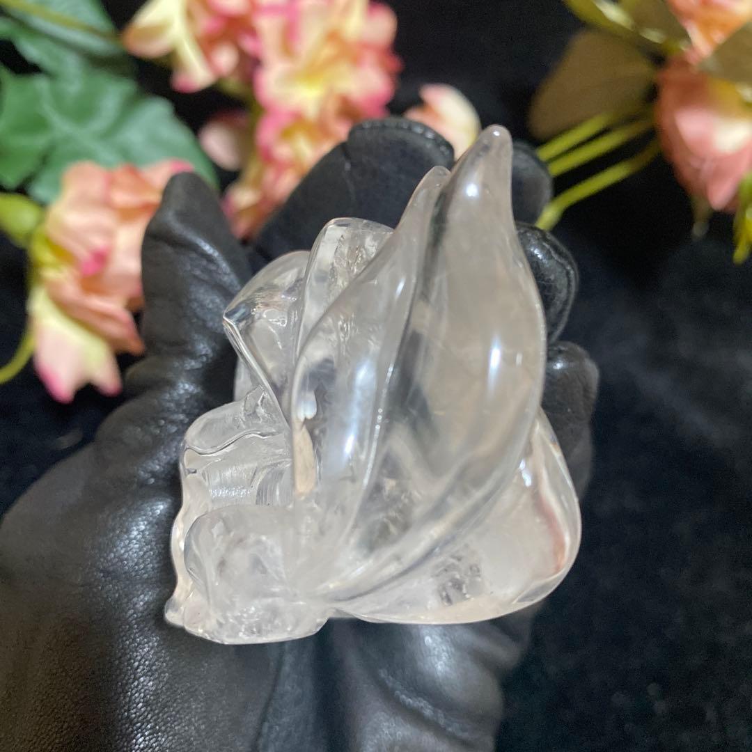 虹入り 九尾の狐 クリスタル 水晶 置物