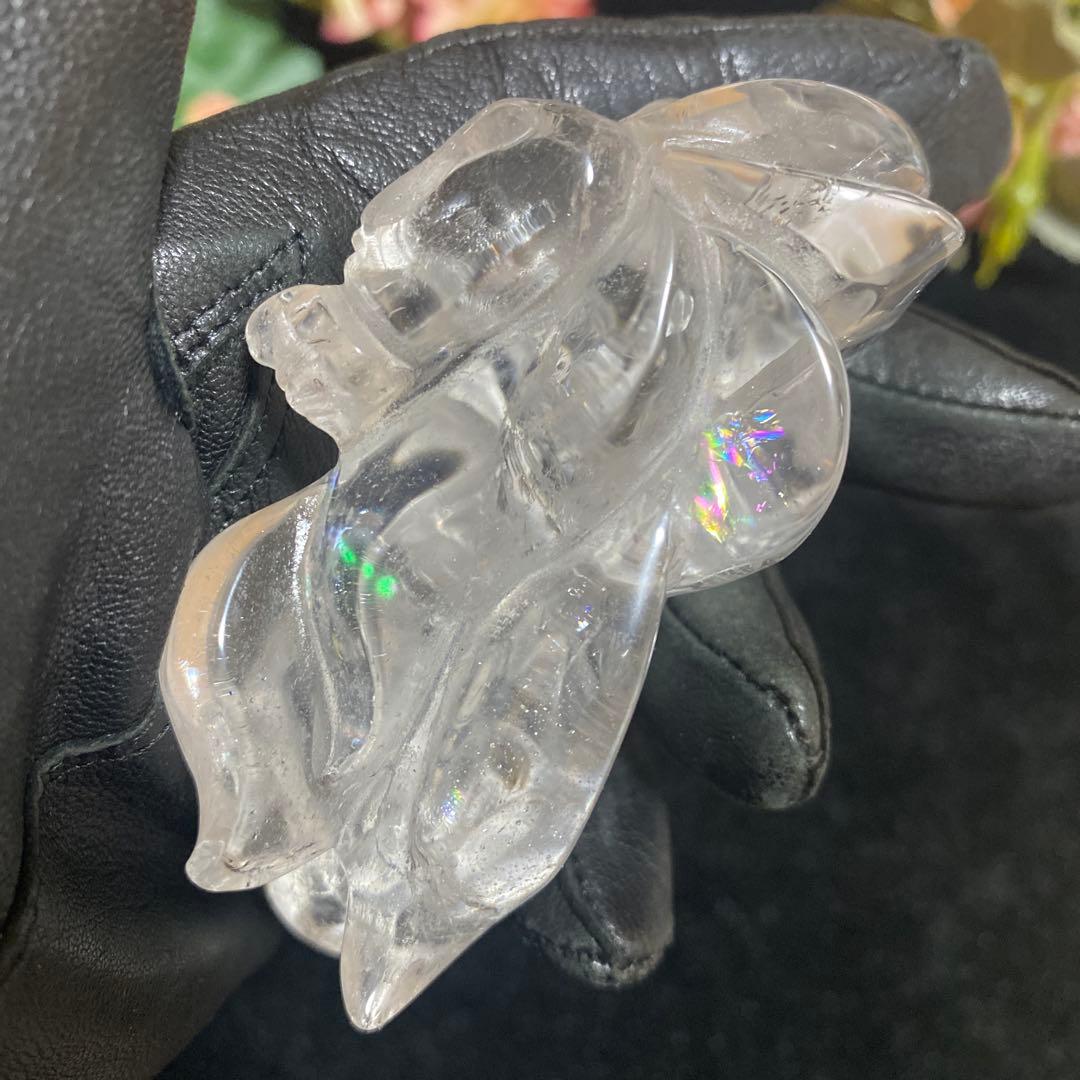 虹入り 九尾の狐 クリスタル 水晶 置物
