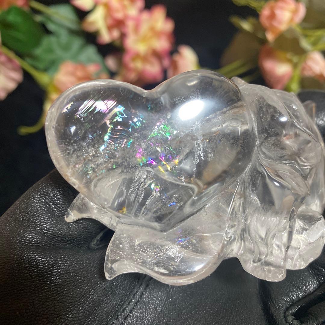 虹入り 九尾の狐 クリスタル 水晶 置物