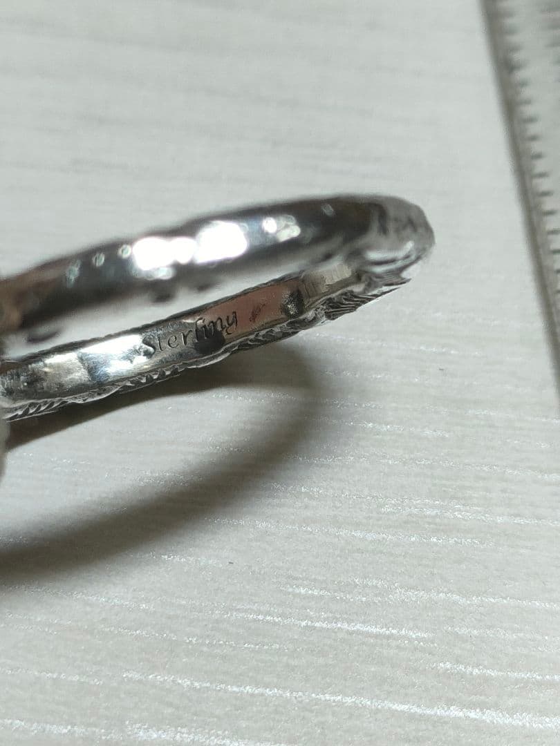 ナバホスタンプ甲丸シルバーリング 11号幅2.5ミリ厚み2.7ミリ