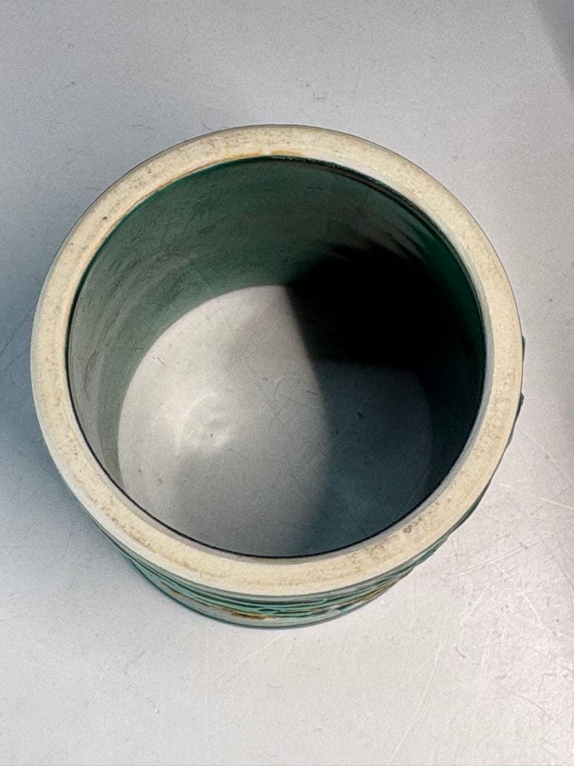 【中古品】茶道具　中村翠嵐造　青交趾荒磯蓋置（共箱）