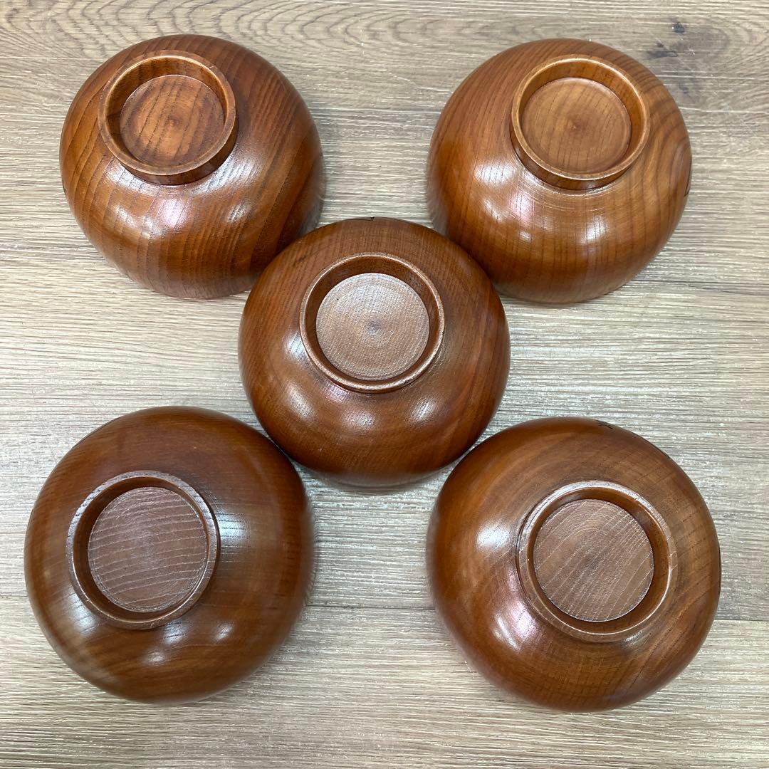 E-2 桂由美 木製汁椀 5客 クマの箸置き 調味料入れセット 葉っぱ型小皿付き