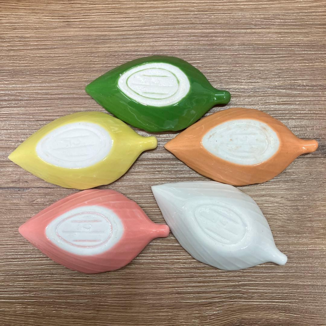 E-2 桂由美 木製汁椀 5客 クマの箸置き 調味料入れセット 葉っぱ型小皿付き