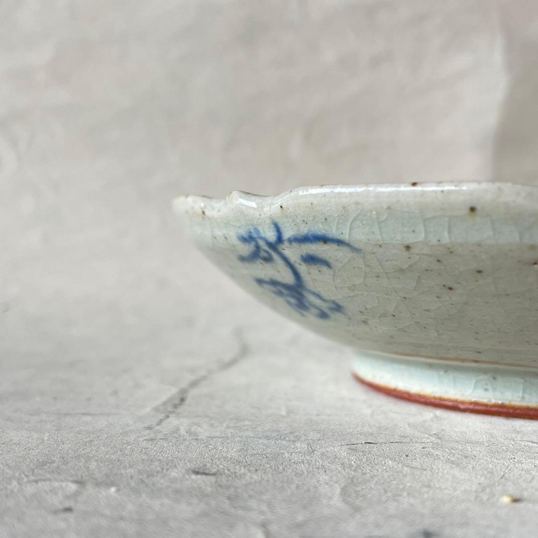 【新品未使用】陶芸家イムサエム 染付 梟紋輪花皿