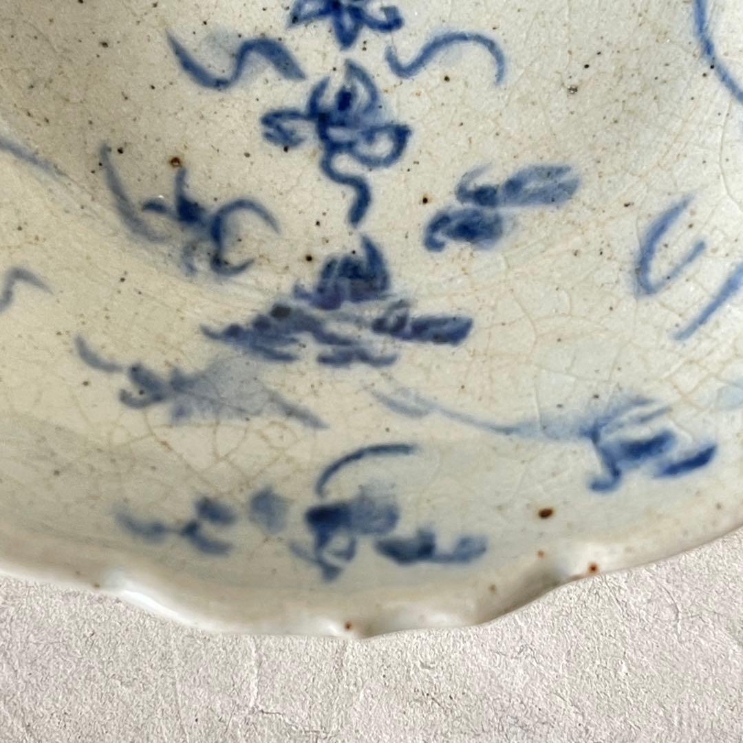 【新品未使用】陶芸家イムサエム 染付 梟紋輪花皿