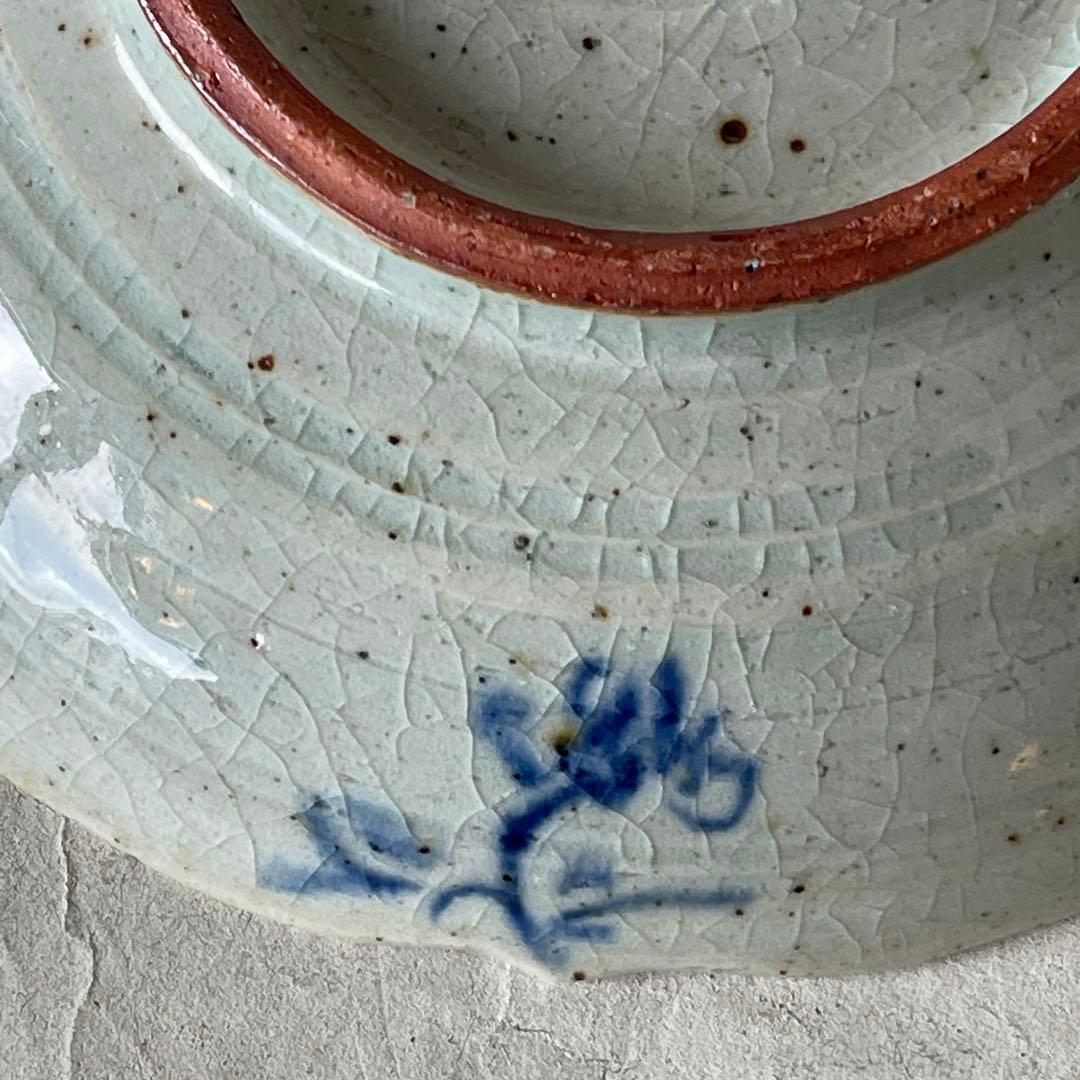 【新品未使用】陶芸家イムサエム 染付 梟紋輪花皿