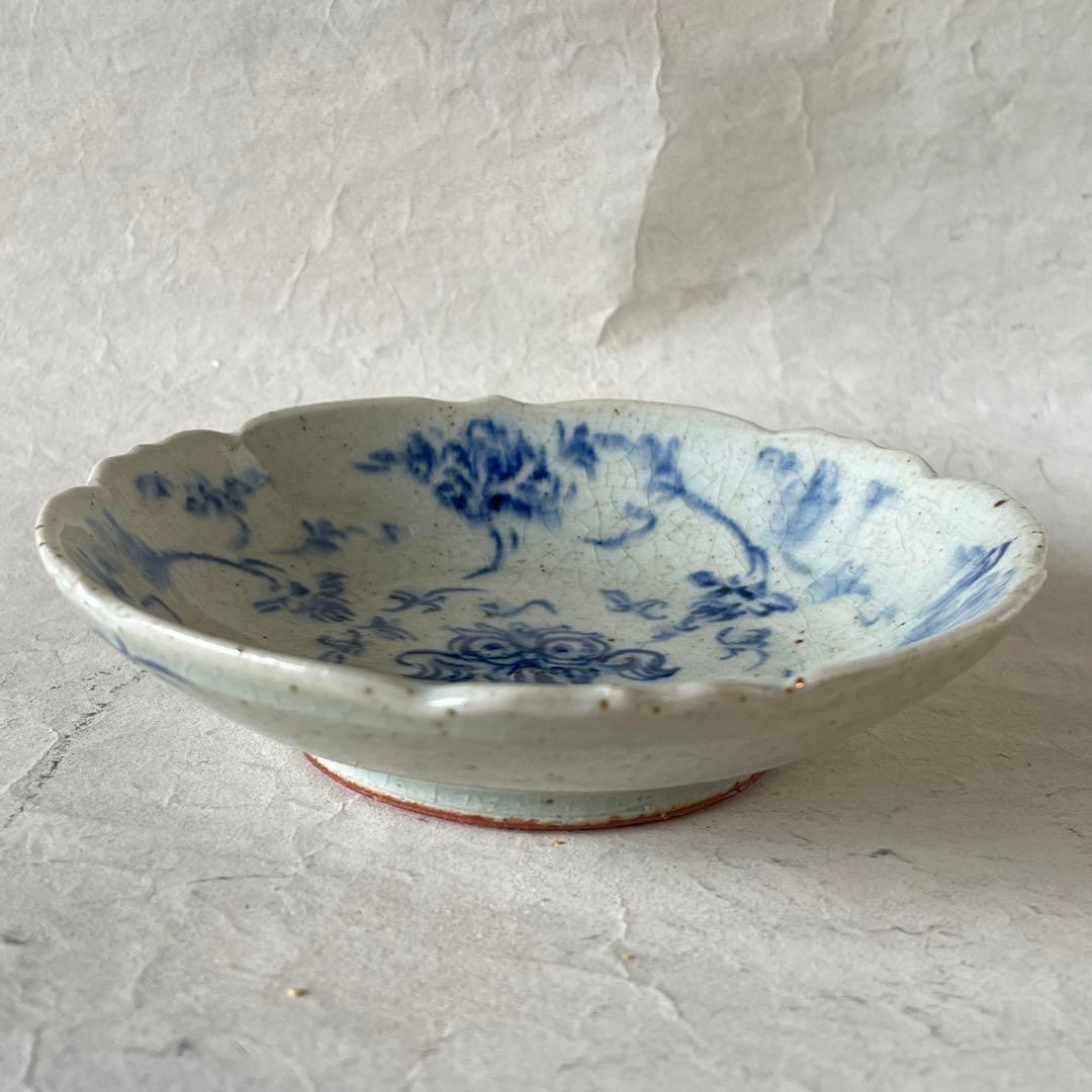 【新品未使用】陶芸家イムサエム 染付 梟紋輪花皿