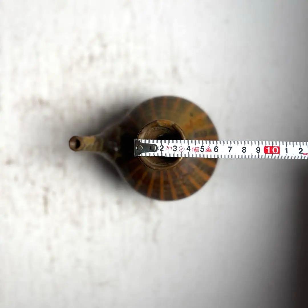 895 民芸 民陶 小鹿田焼 飴釉口付徳利 ② フォークアート 古手 希少