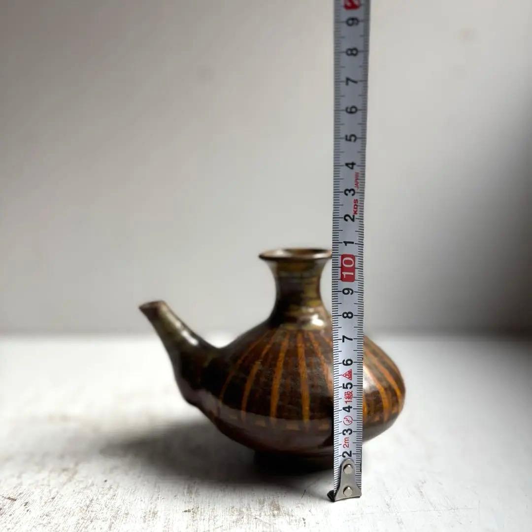 895 民芸 民陶 小鹿田焼 飴釉口付徳利 ② フォークアート 古手 希少