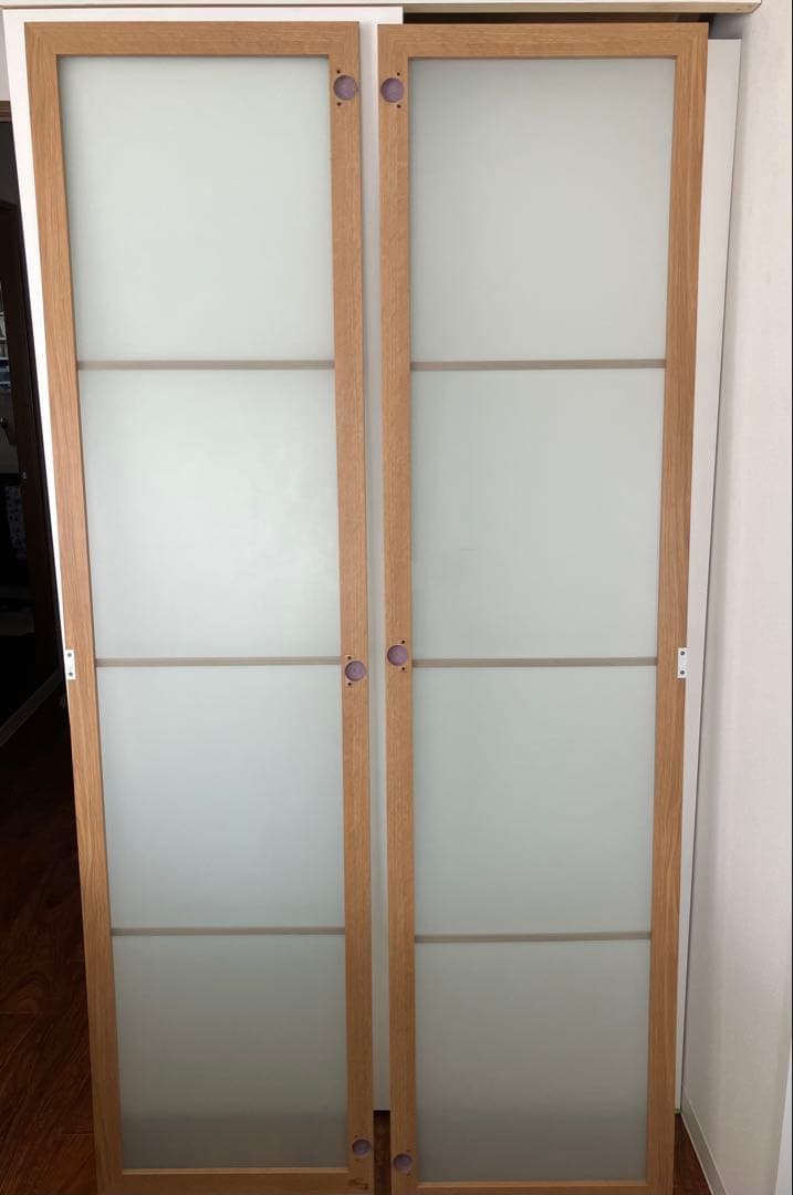 IKEA PAX ワードローブ　扉のみ　オーク材　フロストガラス