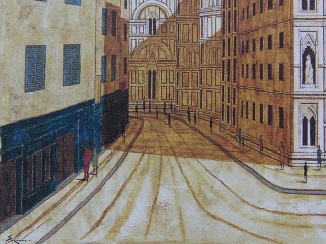 大熊峻、【トスカーナ】、希少な大判額装用画集より、美品、日本人画家