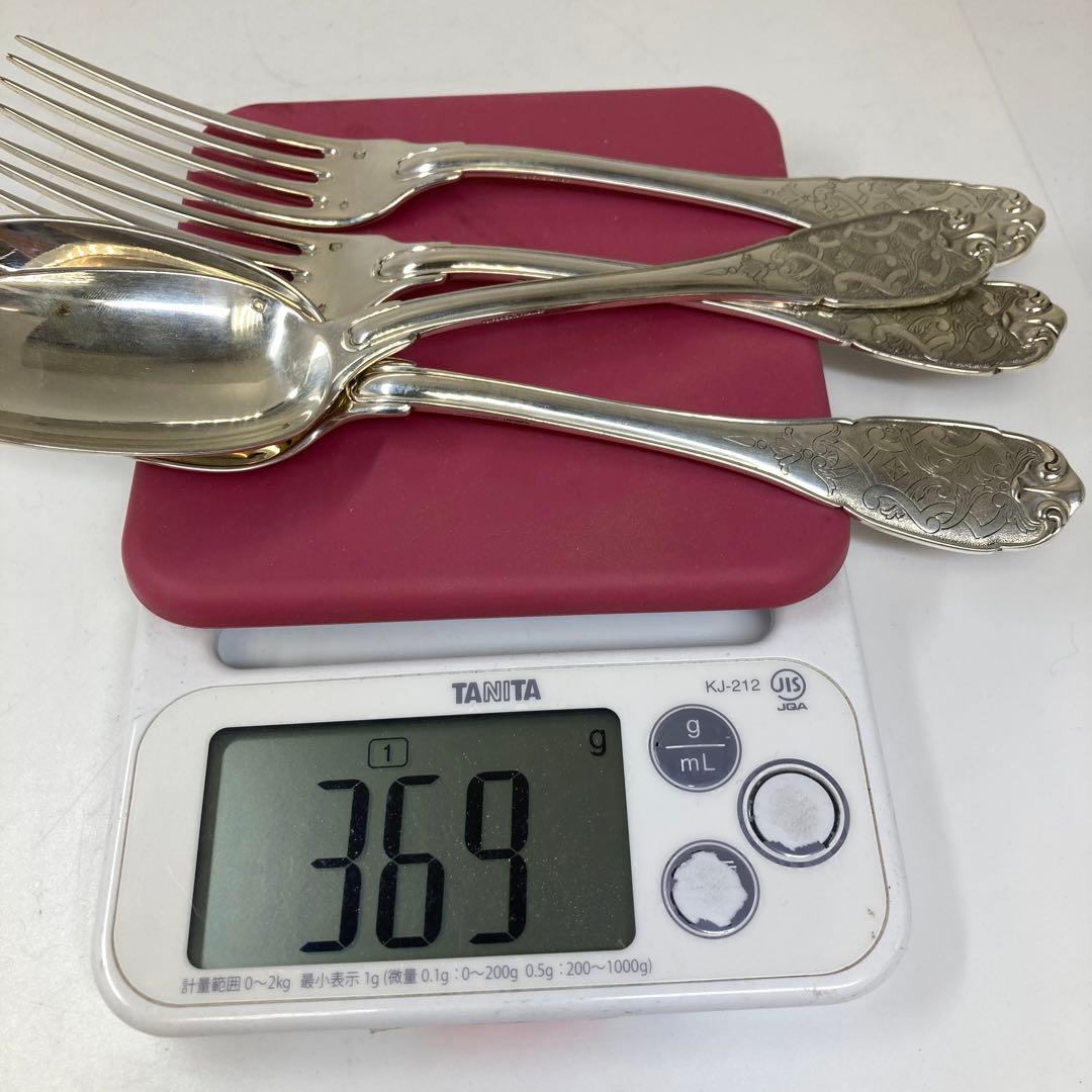 純銀製スプーンフランス　ピュイフォルカミネルヴァホールマーク　　フォーク370g